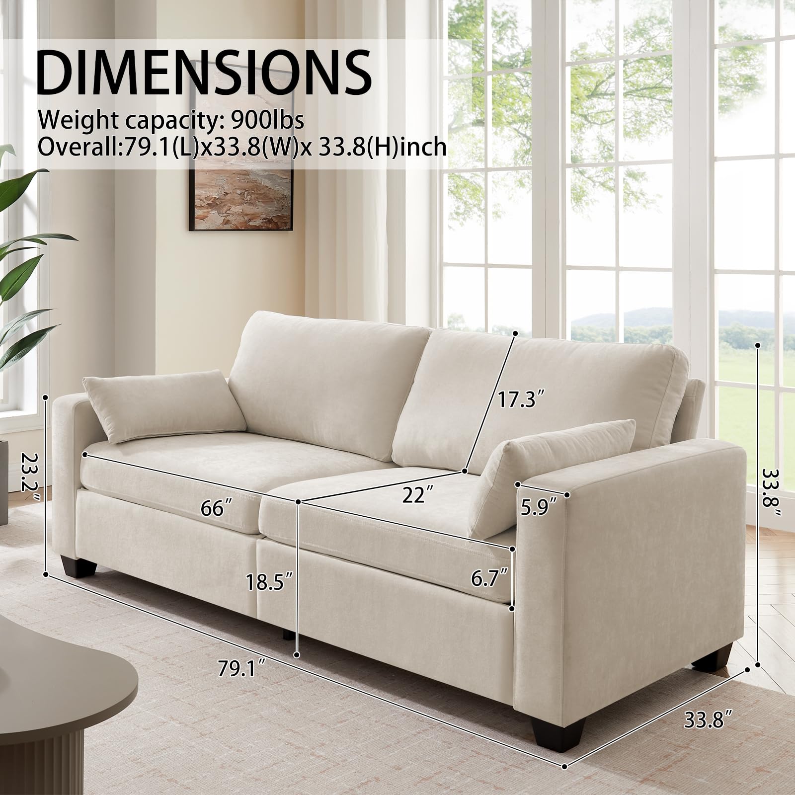UNUQLIVCO Modern Loveseat Sofa for Living Room, Spring Cushions, Removable Cover, Solid Wood Frame, Wide Armrest, Chenille Fabric Recliner Couches for Small Space