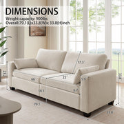 UNUQLIVCO Modern Loveseat Sofa for Living Room, Spring Cushions, Removable Cover, Solid Wood Frame, Wide Armrest, Chenille Fabric Recliner Couches for Small Space