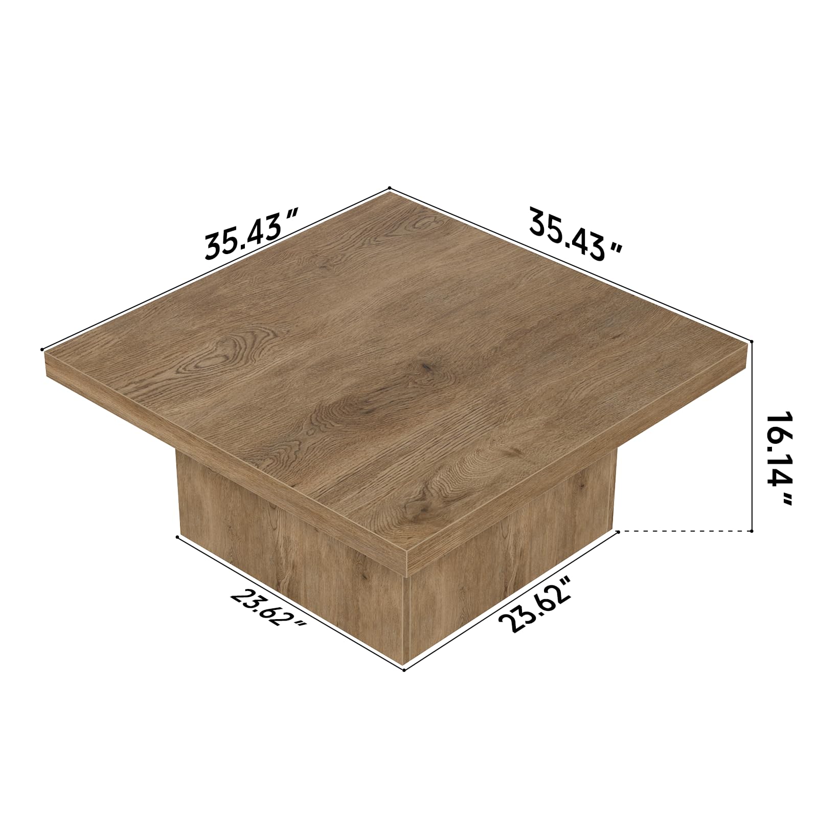 Square Wood Coffee Table 35.4"