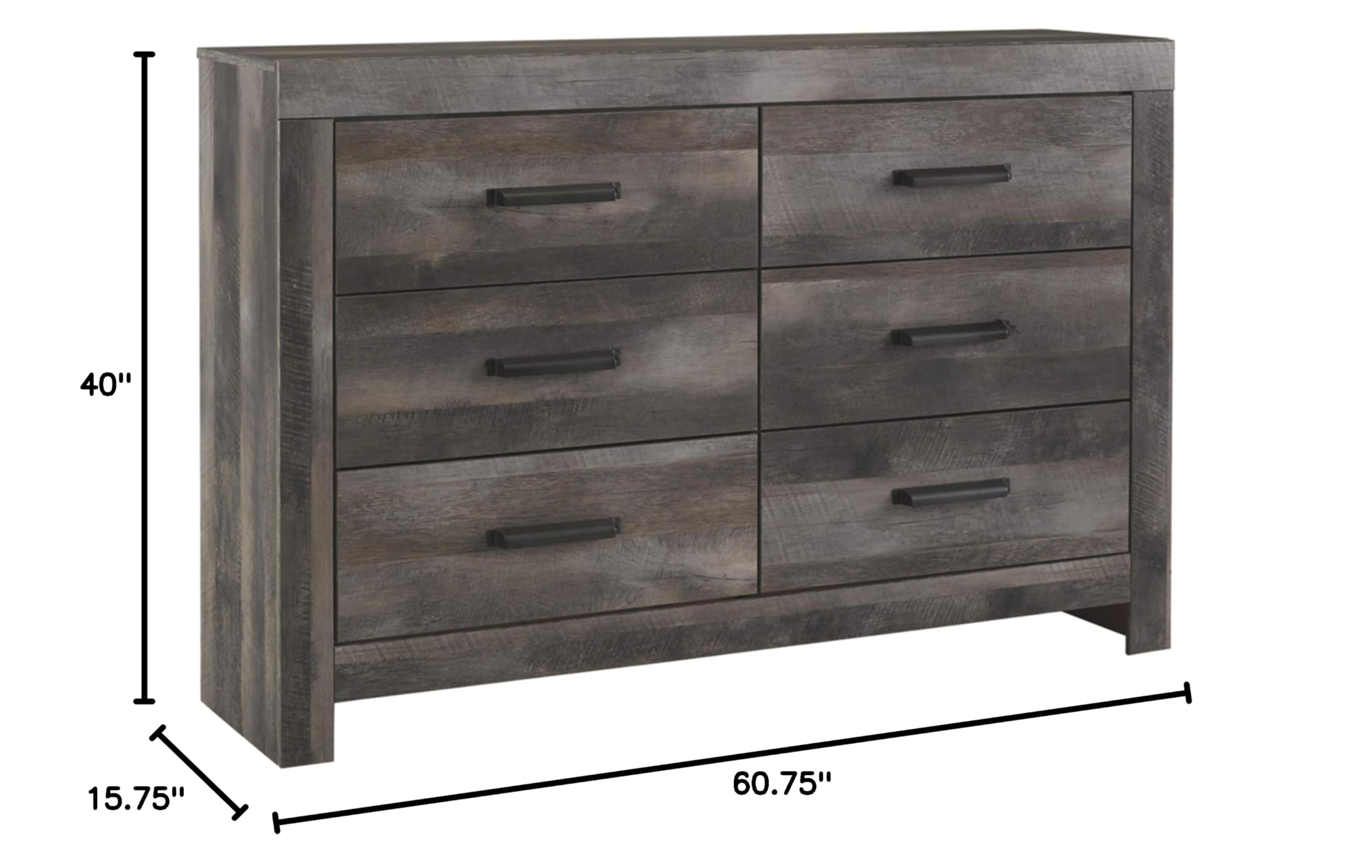Signature Design by Ashley Wynnlow Rustic 6 Drawer Dresser, Weathered Gray