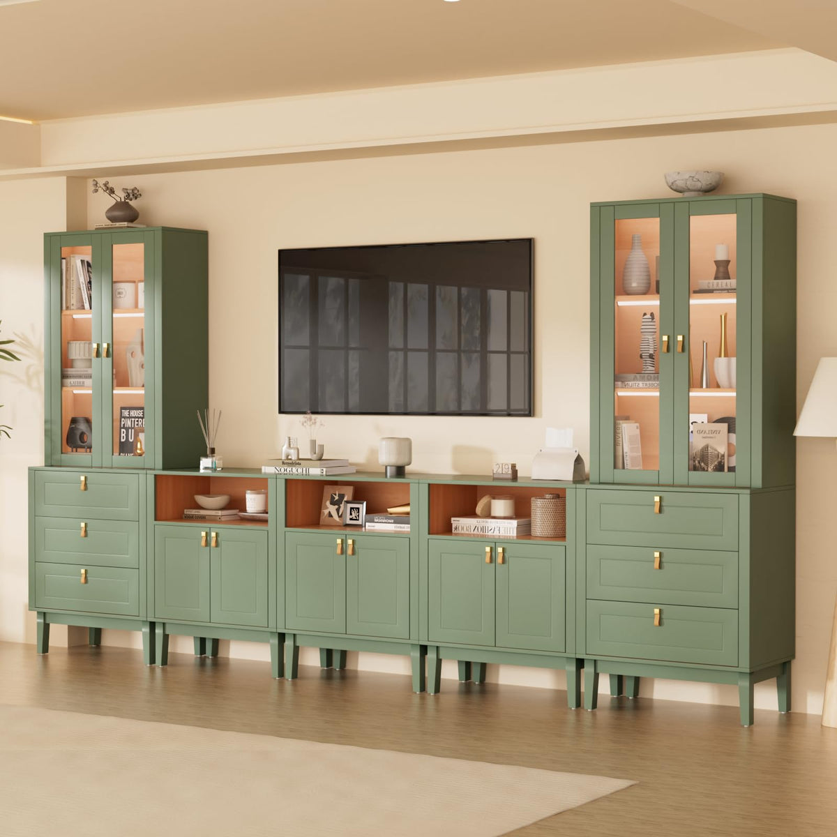 Green Modular LED Entertainment Center