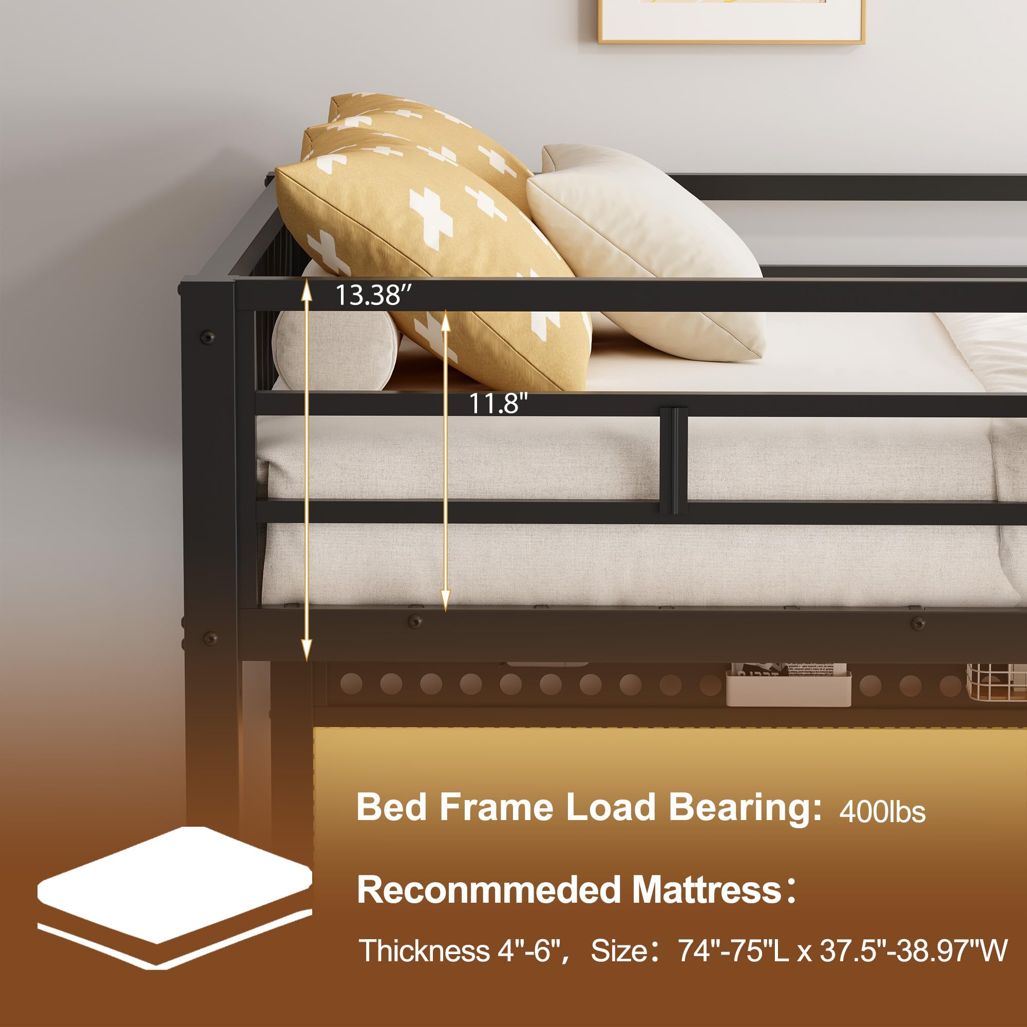 Twin Metal Loft Bed with Desk