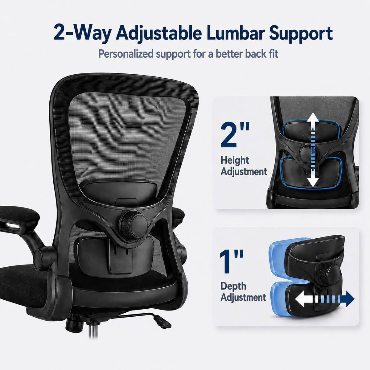 Ergonomic Office Chair for Lower Back Relief, 4-Way Lumbar, 330 LBS
