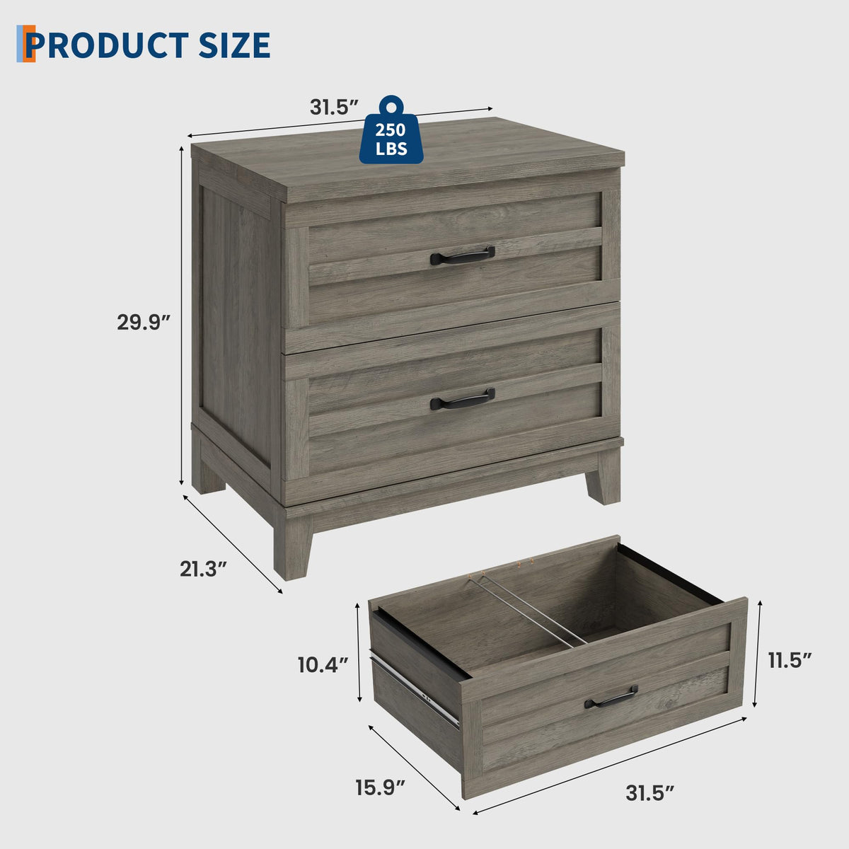 2-Drawer Farmhouse Lateral File Cabinet