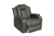Power Recliner Sofa Set with LED & Bluetooth – 3-Piece