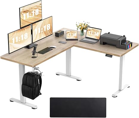 L-Shaped Electric Standing Desk 63" x 55"