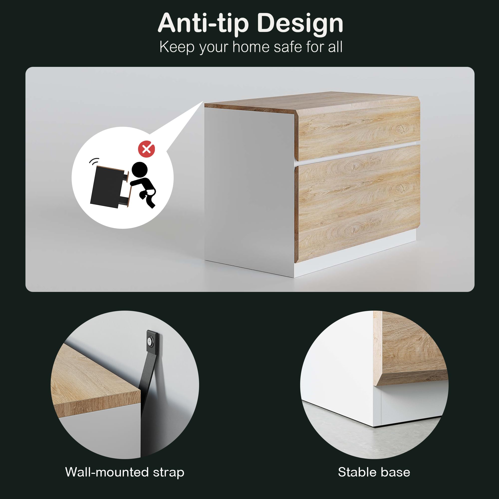 2-Drawer Lateral Wood File Cabinet with Anti-Tilt Mechanism