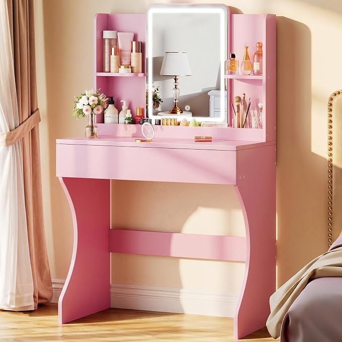 Lighted Vanity Desk with Storage