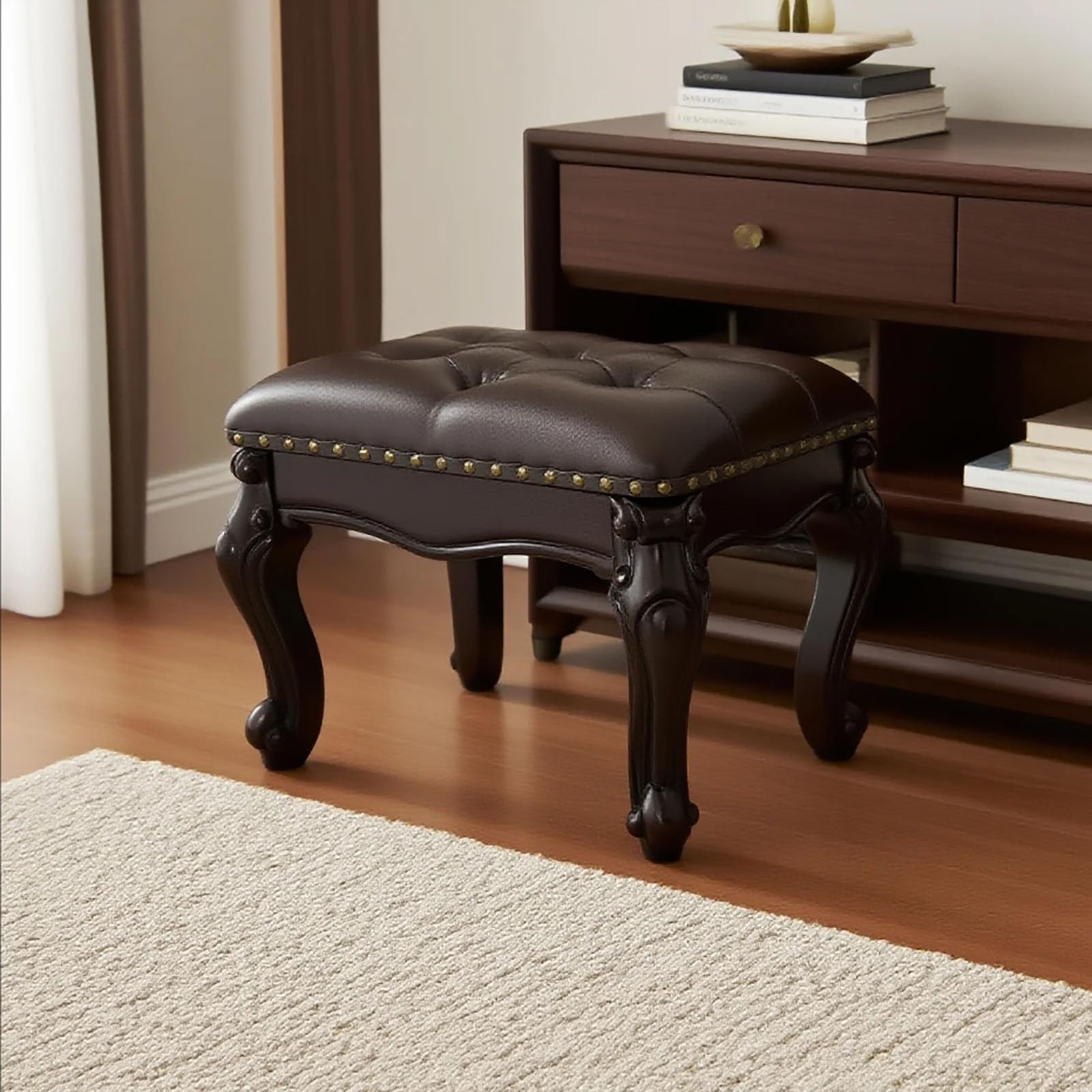 Leather Foot Stool Ottoman