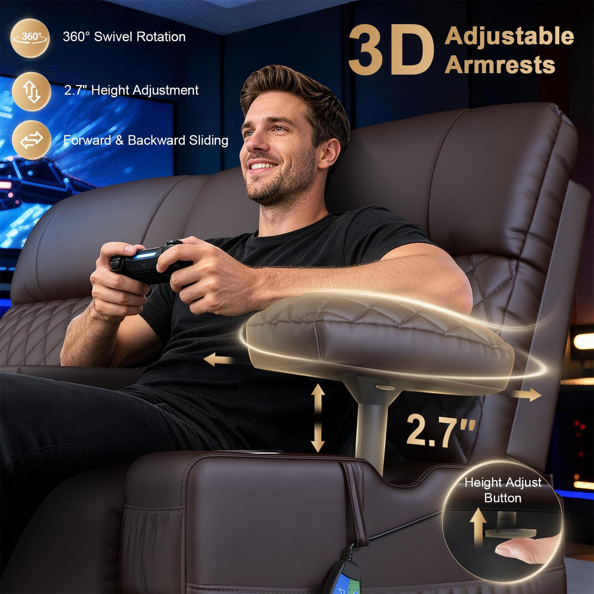 Power Loveseat Recliner Sofa, Home Theater Seating with Massage & Heat