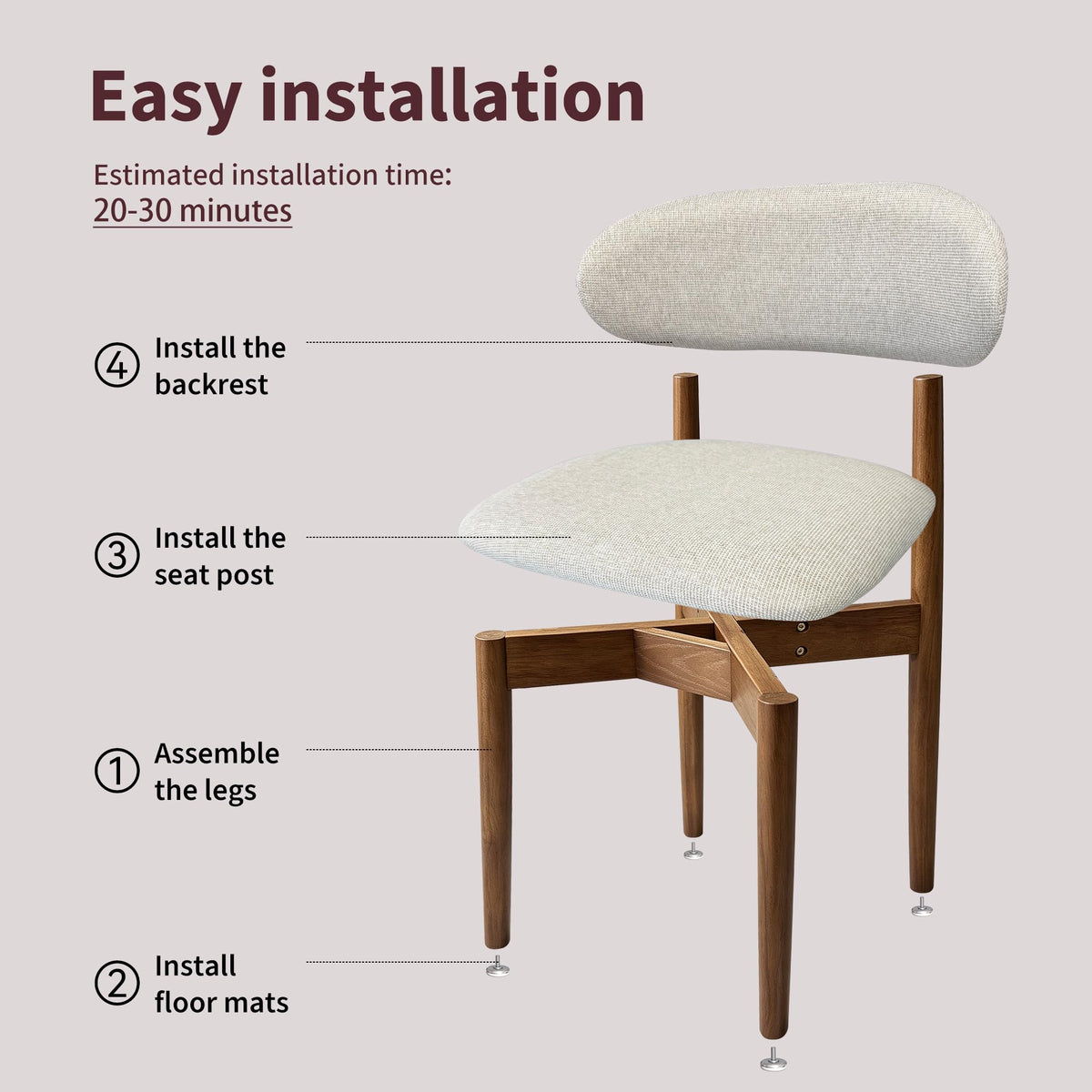 Walnut Upholstered Dining Chairs, Set of 2