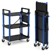 WORKPRO Heavy Duty 3-Tier Utility Cart, 450 LBS Folding Cart with Wheels
