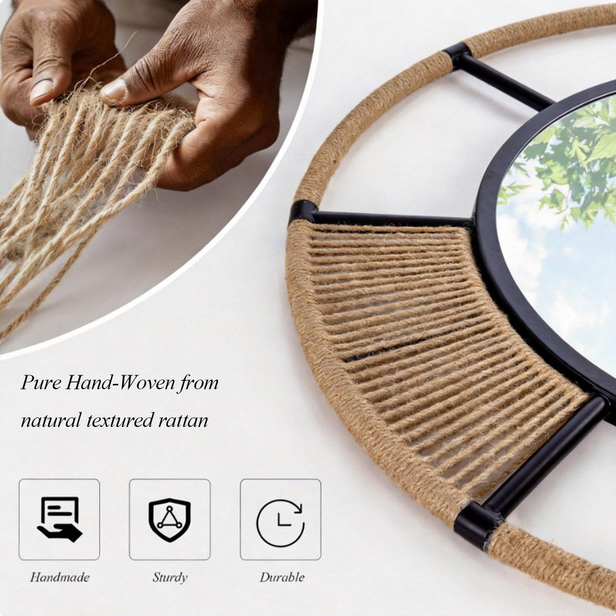 Jute Rope Round Wall Mirror