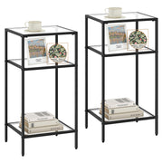 3-Tier Glass Side Table Set of 2
