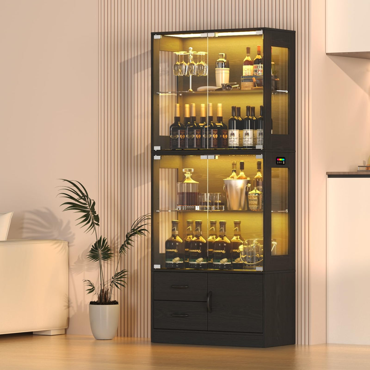 RGB Glass Display Cabinet with Storage