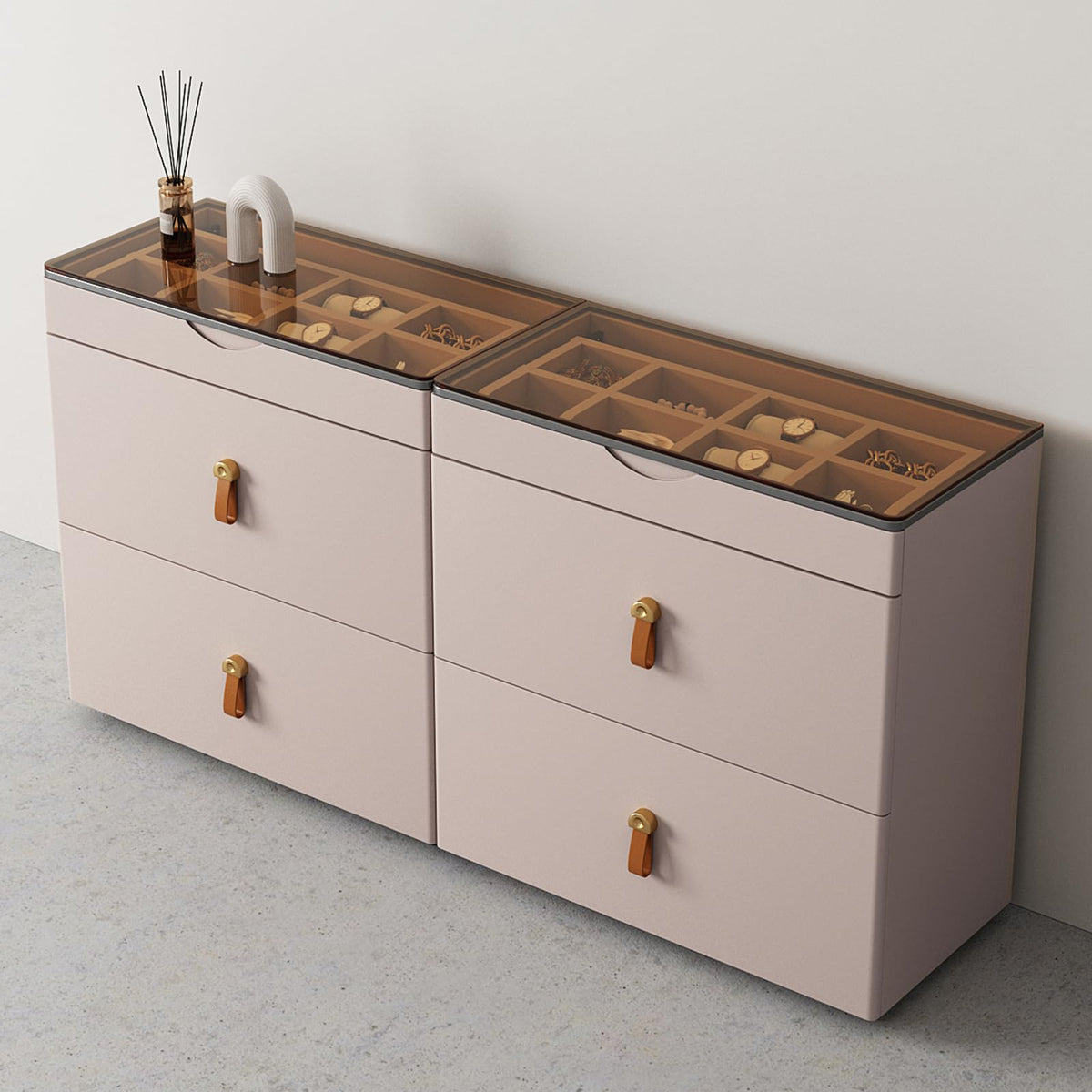 Glass Top Storage Nightstand
