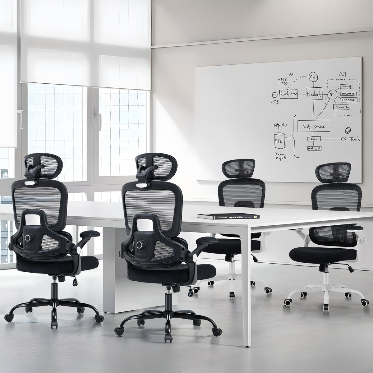 Office Chair with Adjustable Lumbar Support, Ergonomic Desk Chairs, Black