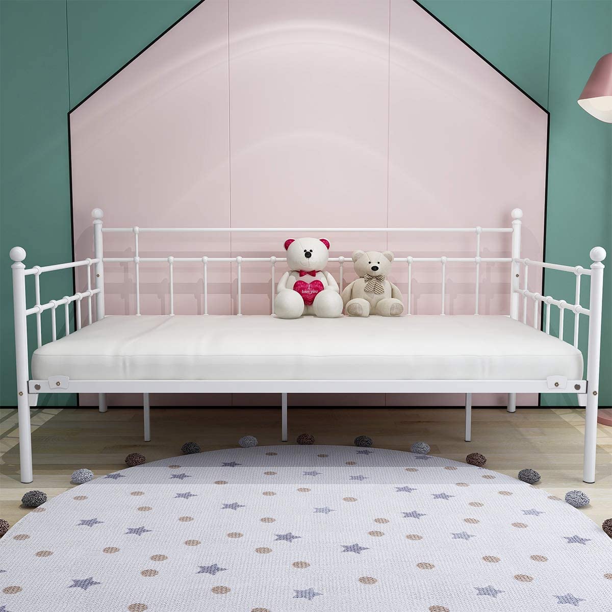 Twin Metal Daybed Frame with Steel Slats