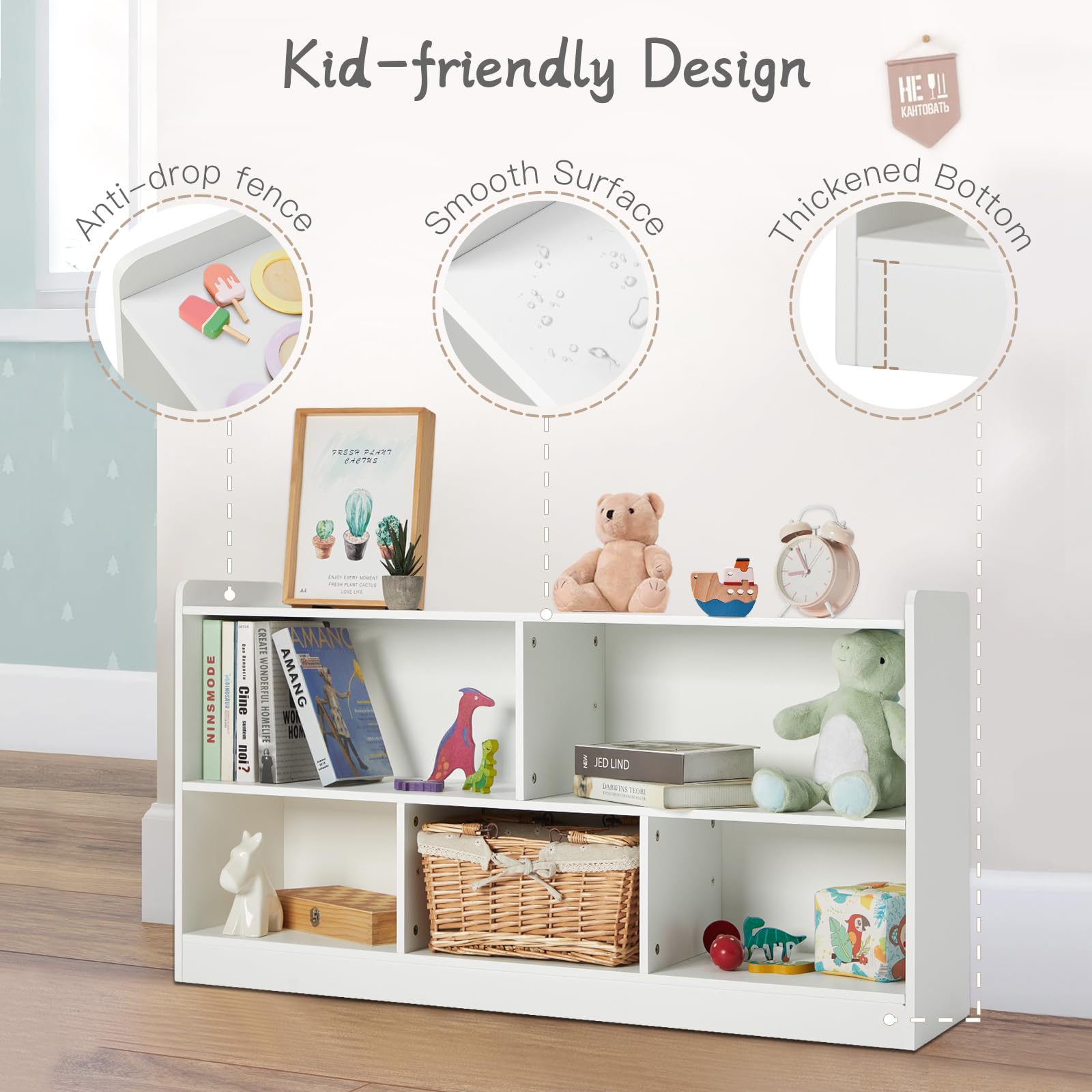 Kids Montessori Bookshelf & Toy Storage Organizer