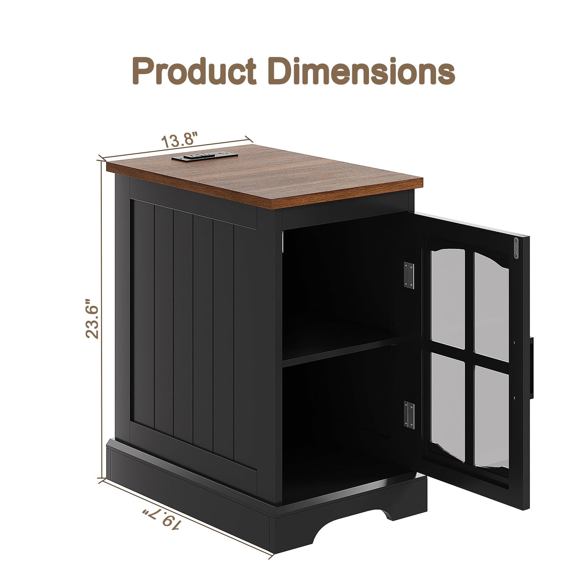 ChooChoo Farmhouse End Table Set of 2 with Glass Door