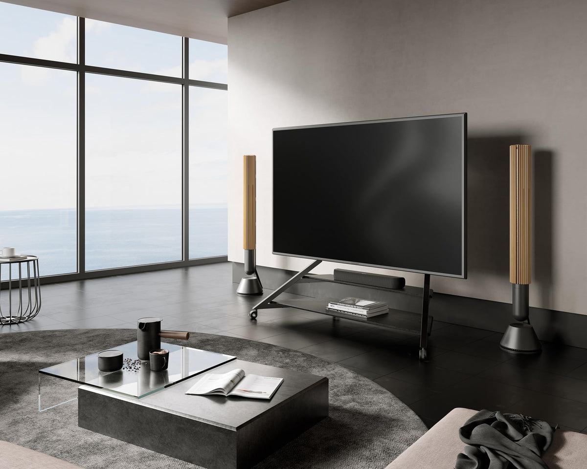 FITUEYES Rolling TV Floor Stand on Wheels for 75-100 Inch Large TVs, Black