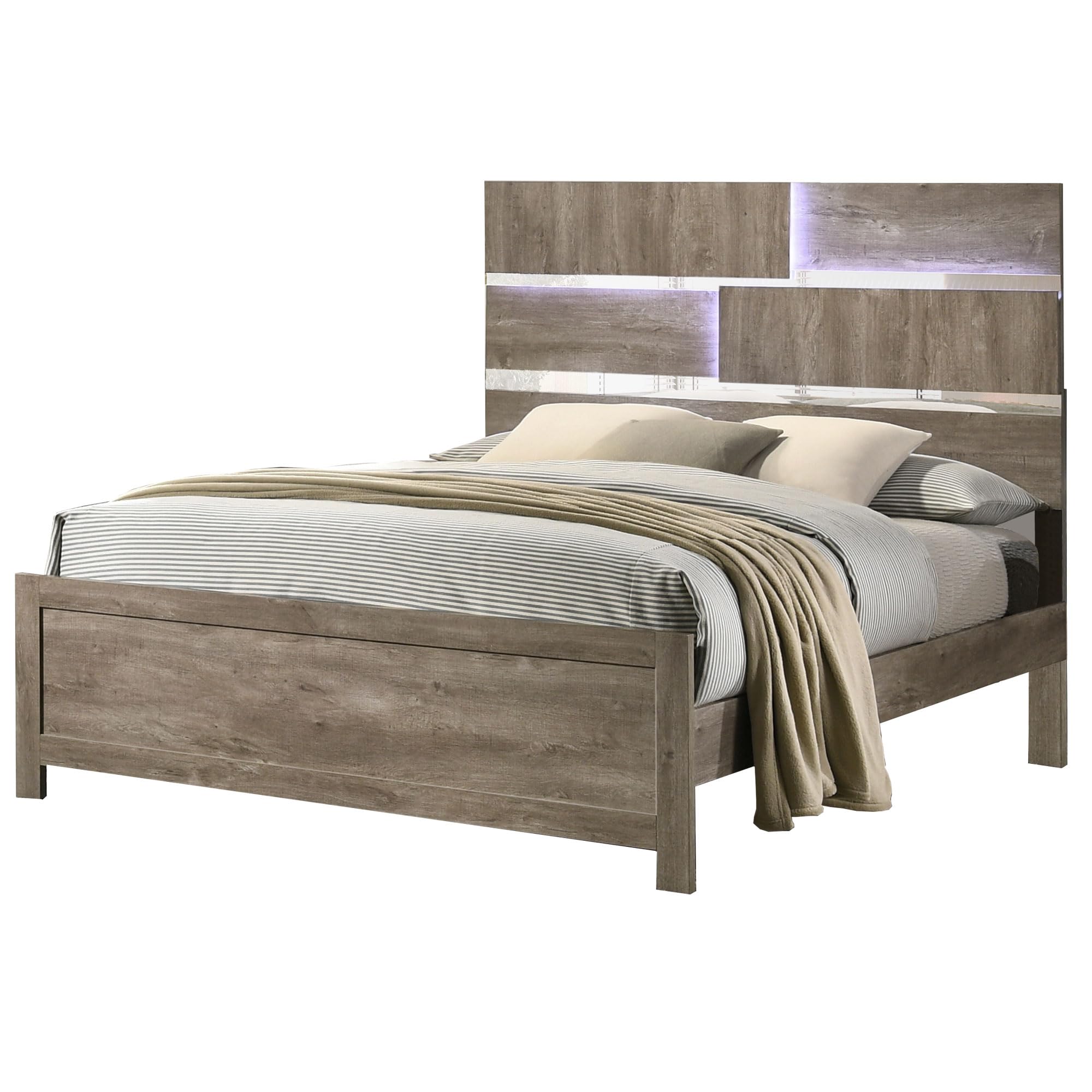 Farmhouse 6-Piece Bedroom Set with LED Headboard