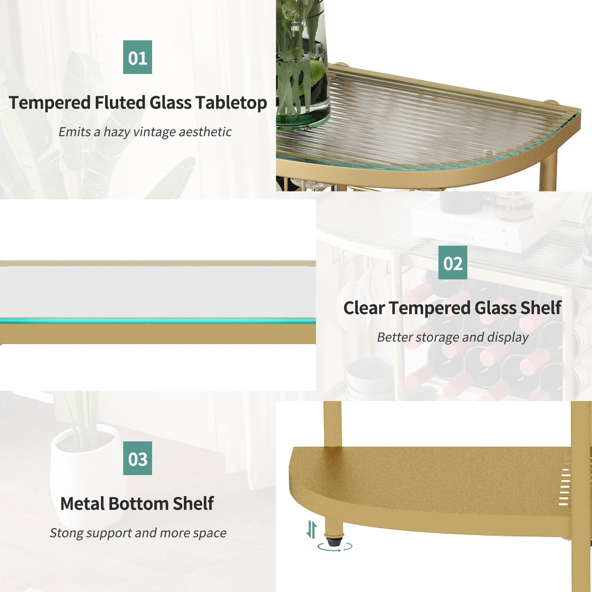 Gold Glass Wine Bar Table