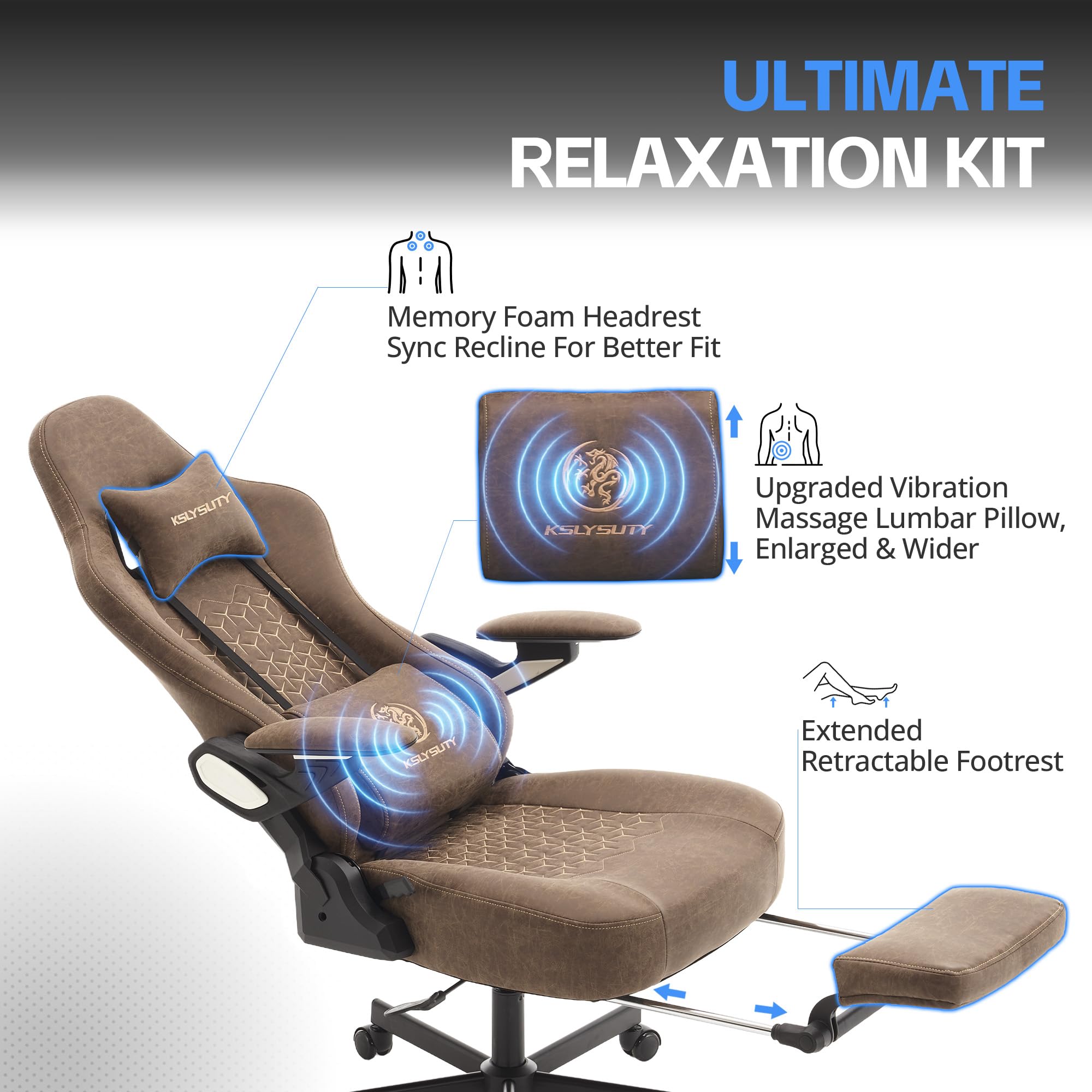 Ergonomic Gaming Chair with Footrest & Lumbar Support