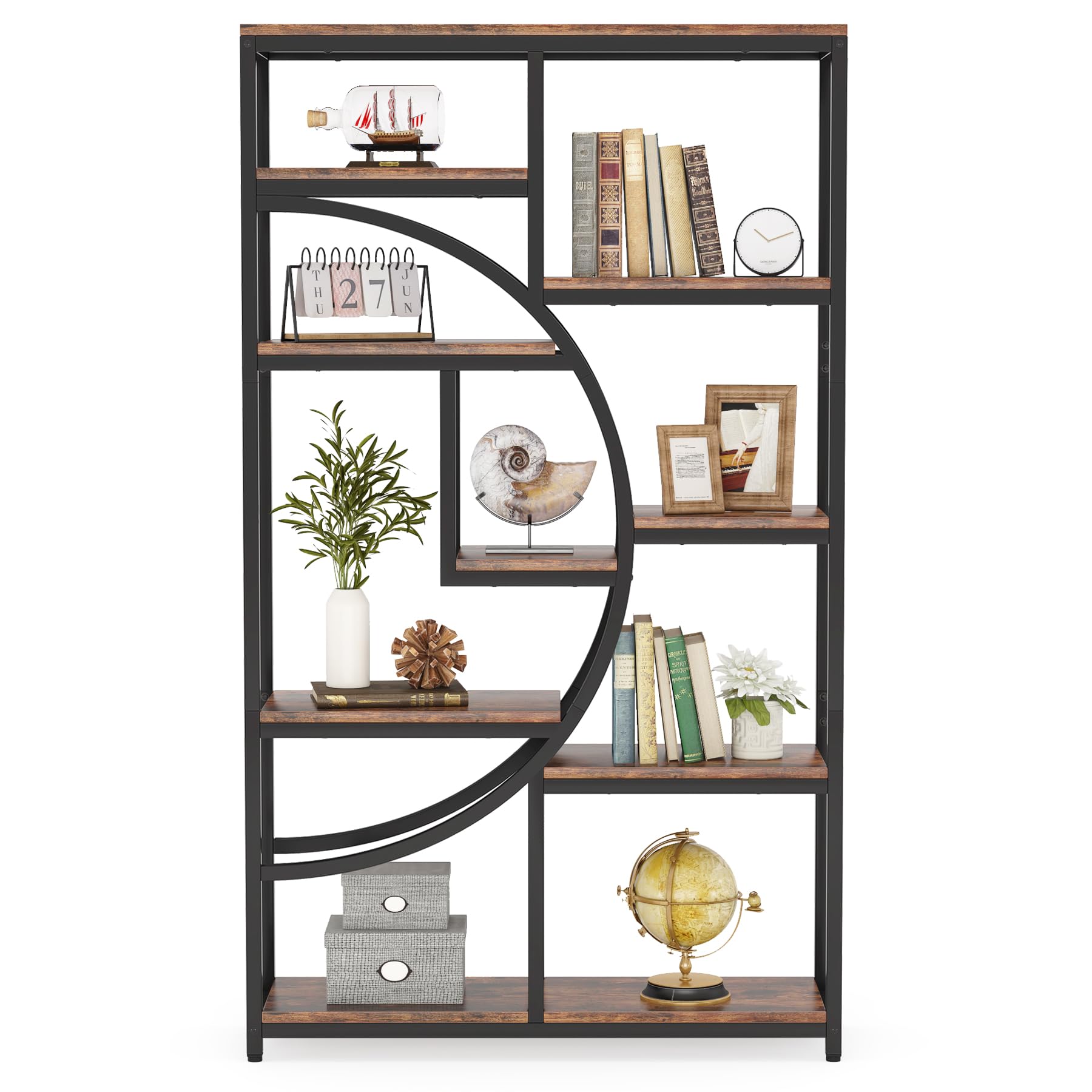 9-Shelf Etagere Bookcase with Metal Frame
