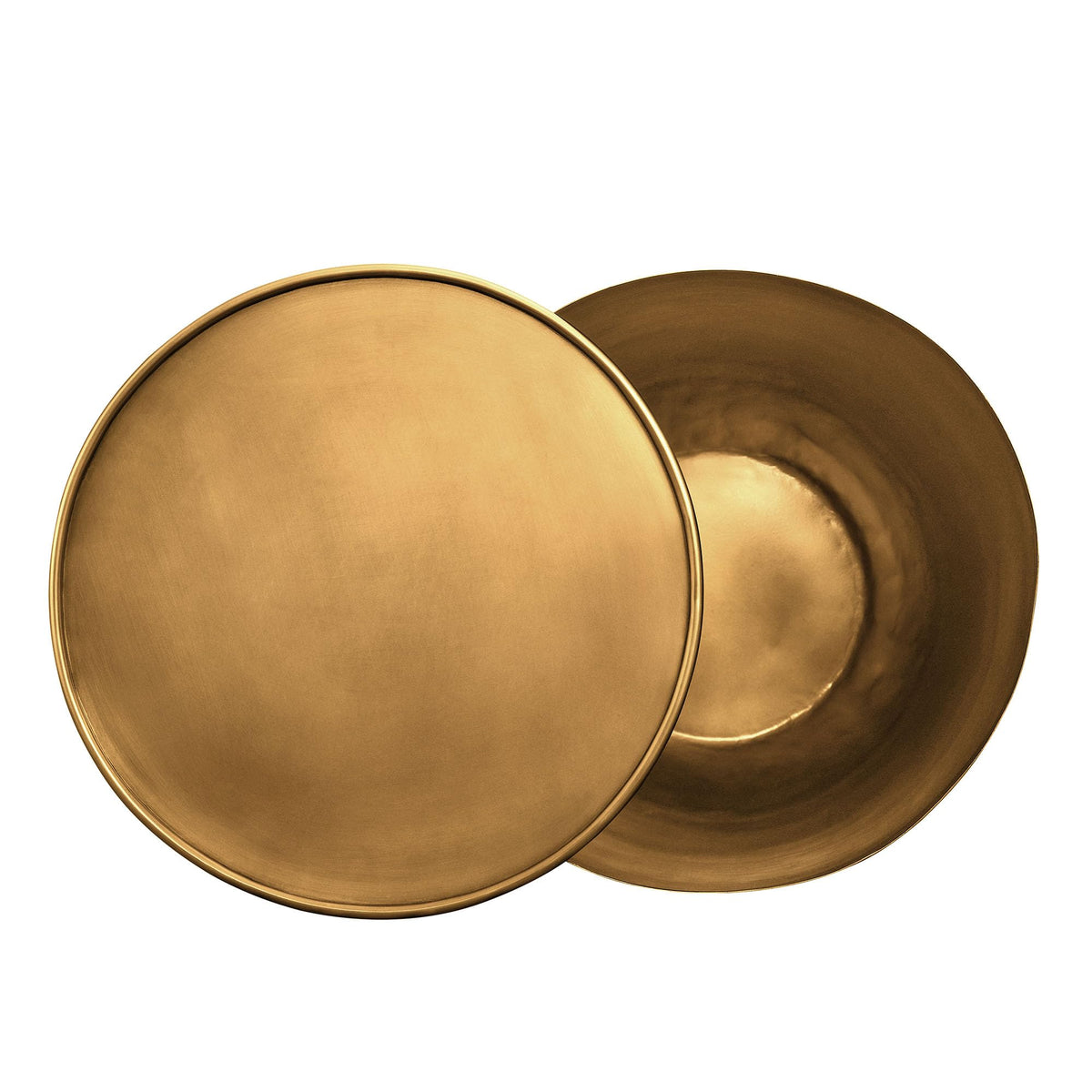 Brass-Finish Drum Storage Side Table