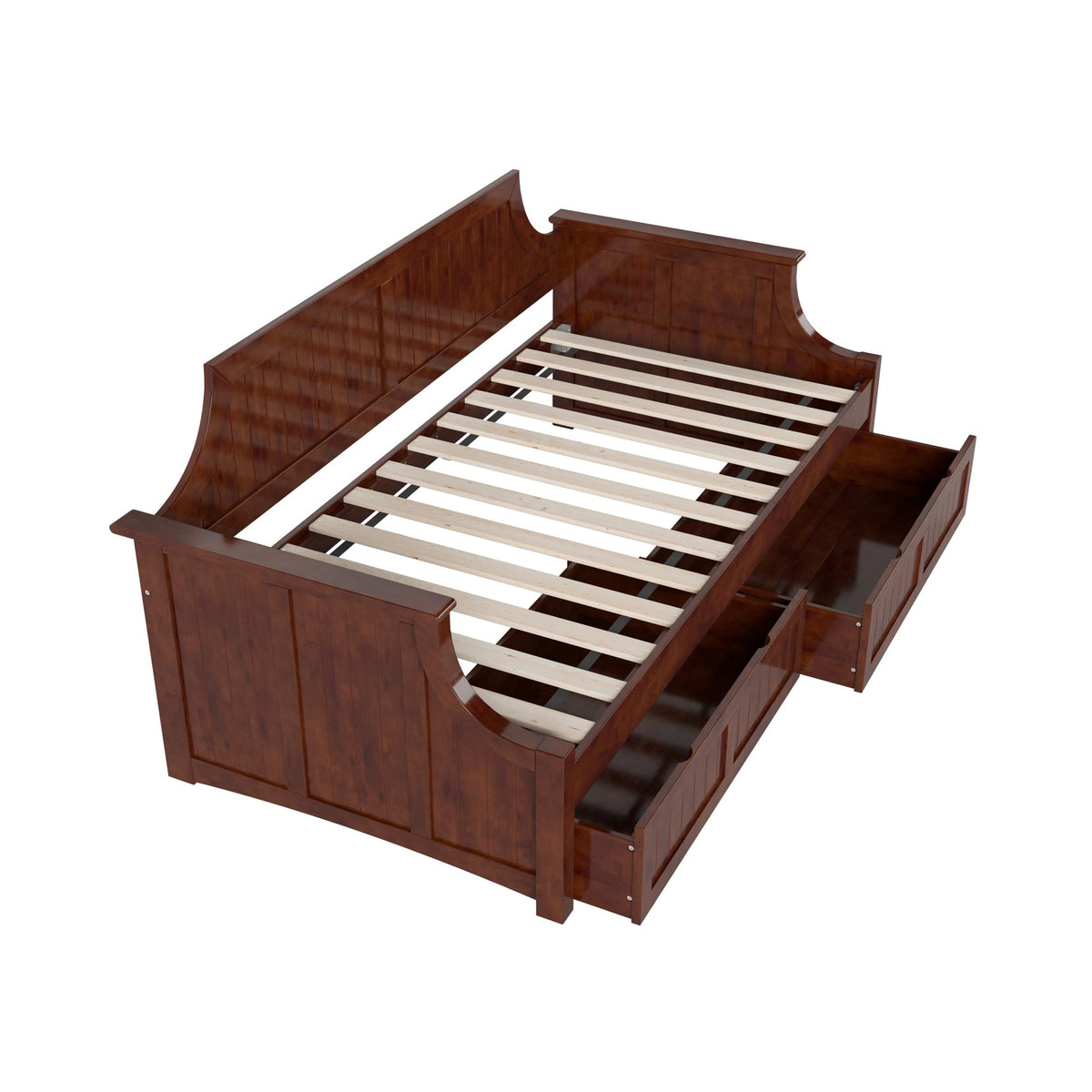 AFI, Cambridge Twin Wood Daybed with 2 Storage Drawers, Walnut