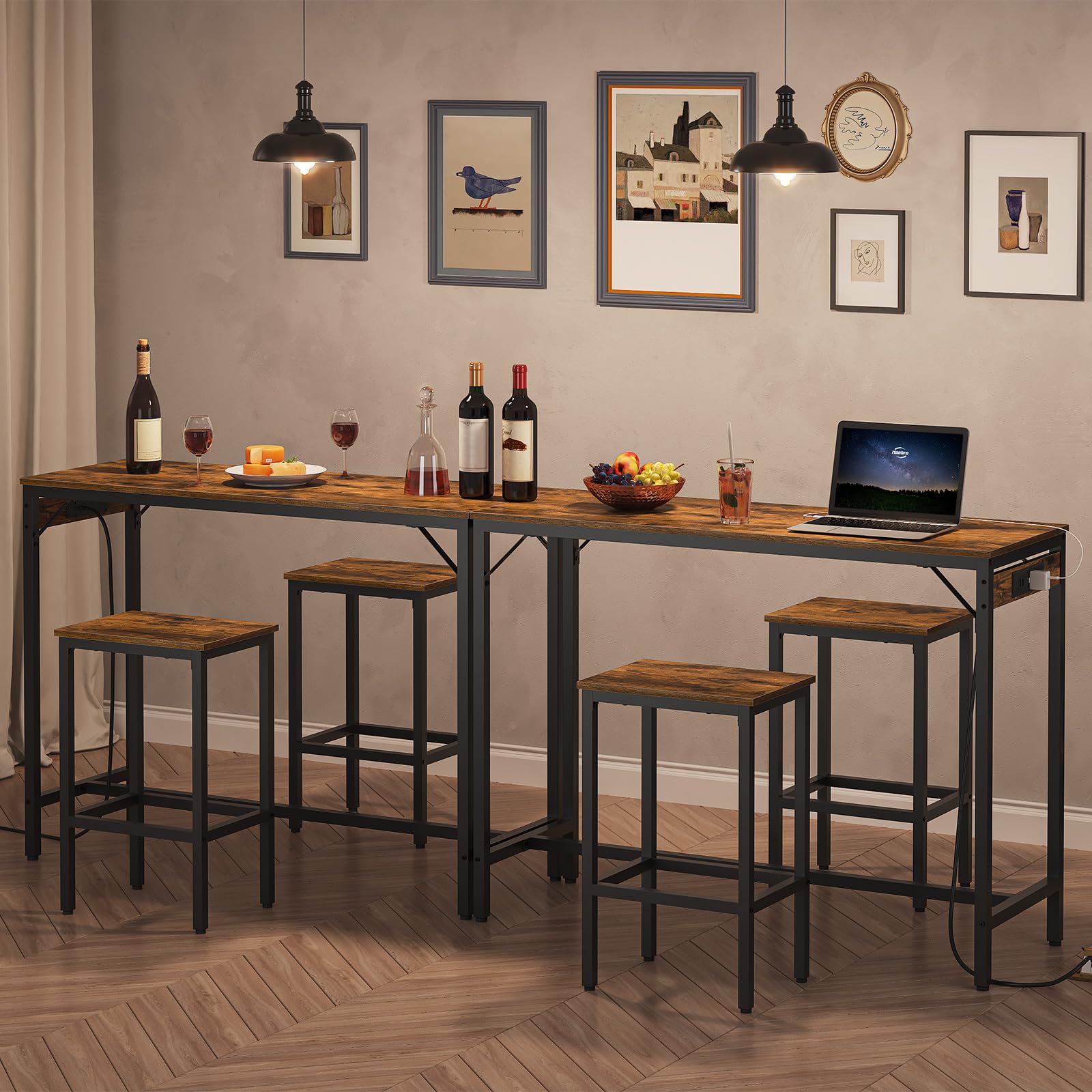 3-Piece Bar Height Table Set with Power Outlet