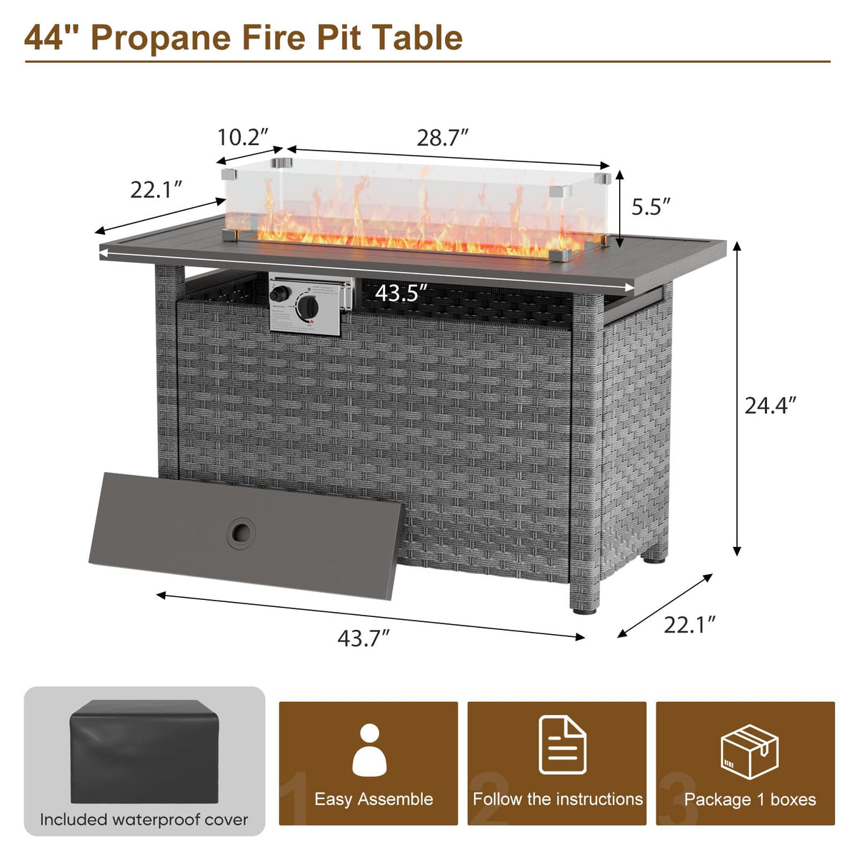 Rattan Propane Fire Pit Table