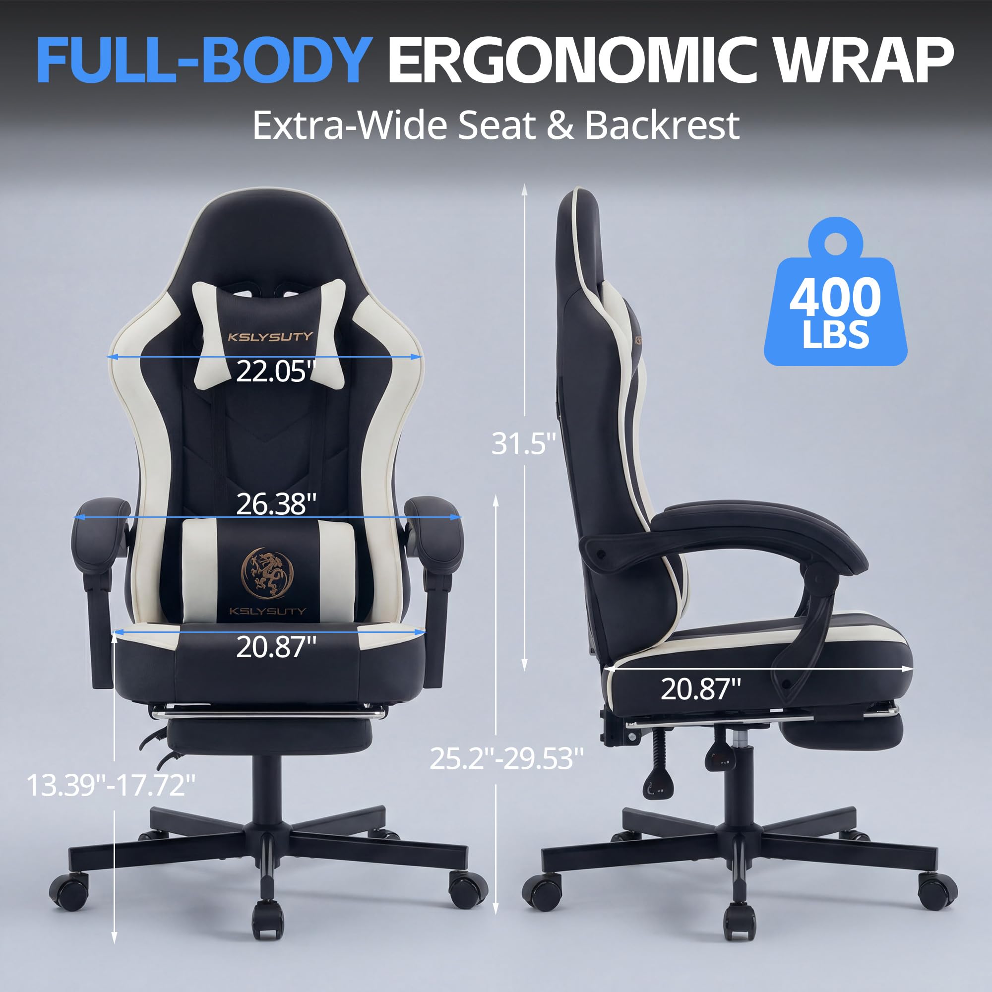 Ergonomic Gaming Chair with Footrest & Lumbar Support