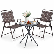 3-Piece Folding Bistro Set, Space-Saving, Waterproof Chairs & Table, Brown