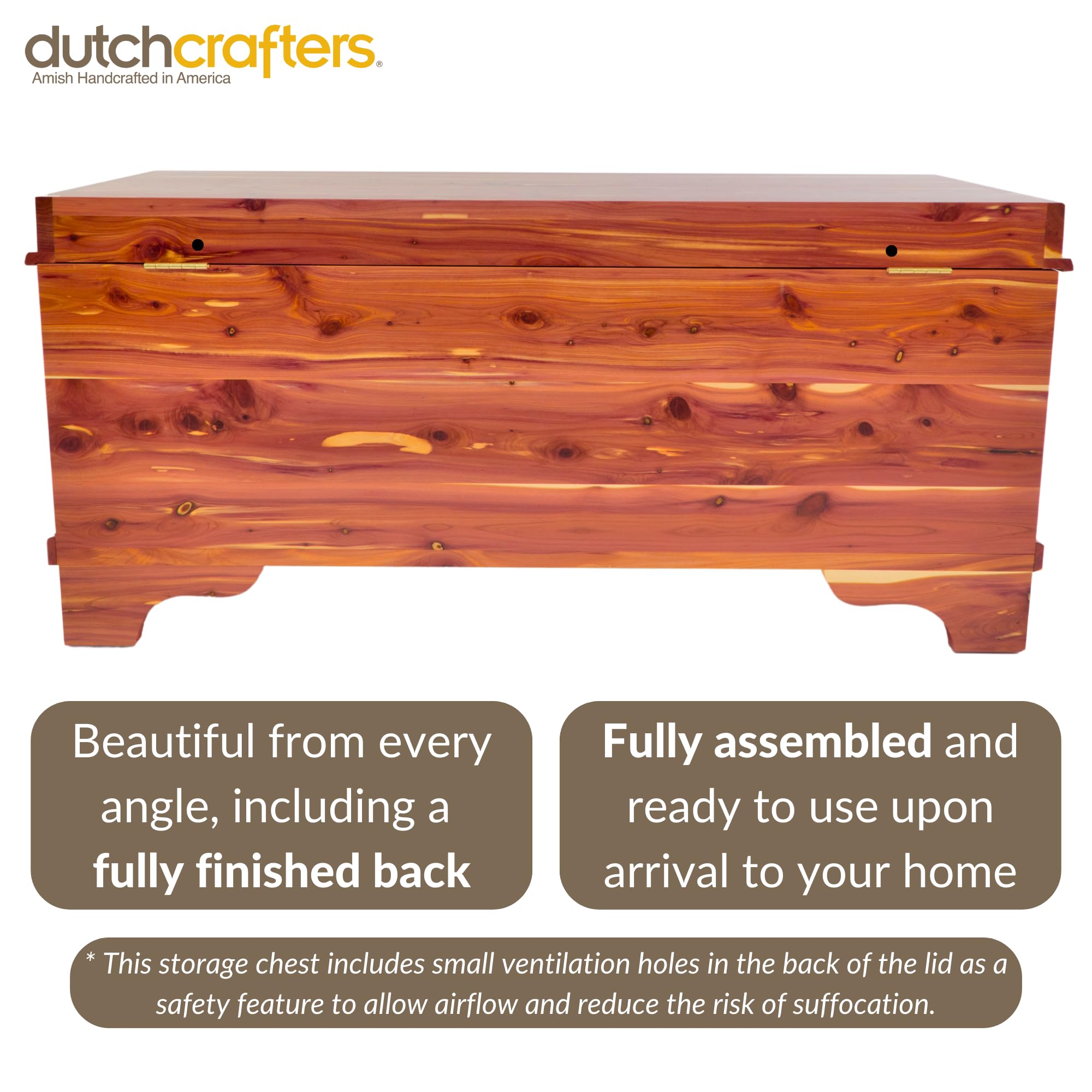 Solid Cedar Hope Chest with Lock & Waterfall Edge