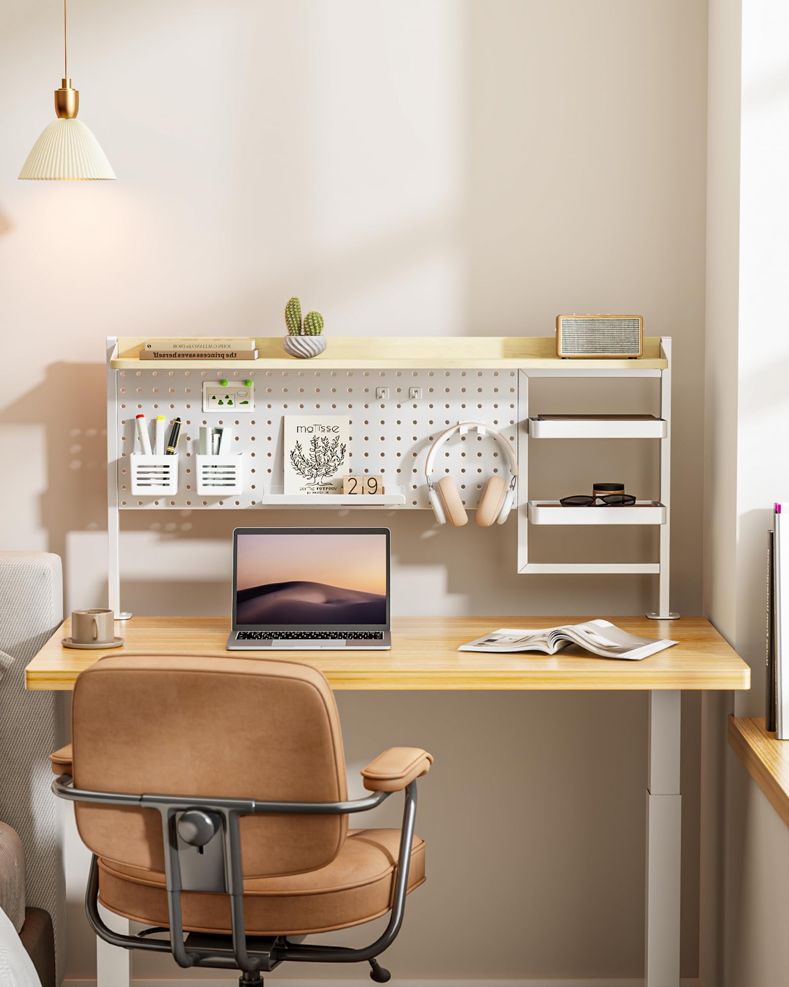 Clamp-On Desk Shelf with Pegboard & 2-Tier Organizer