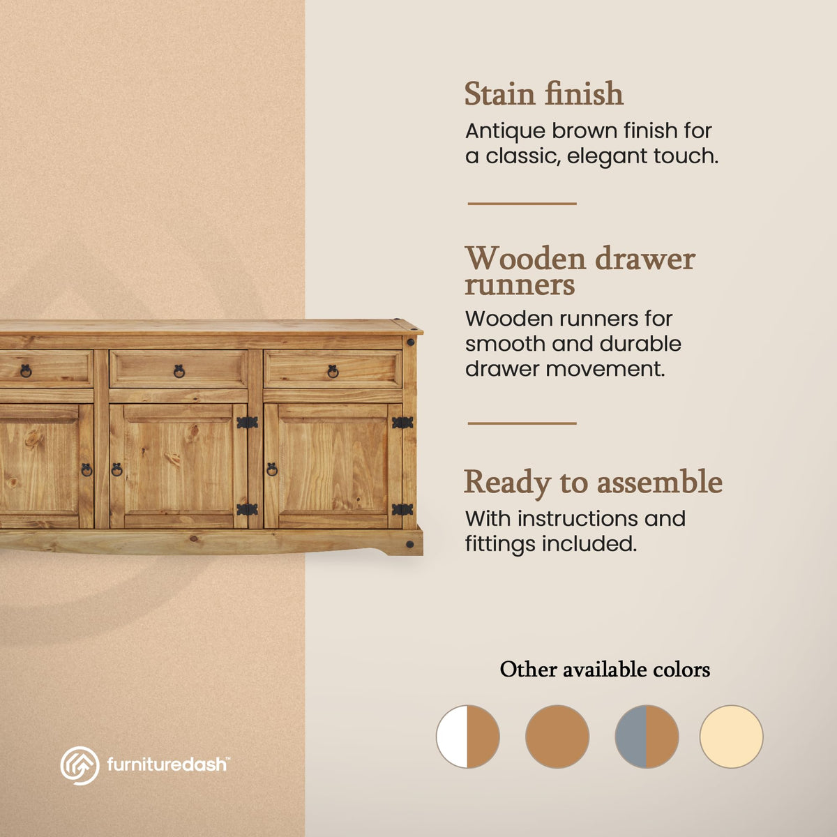 Solid Pine Buffet Sideboard