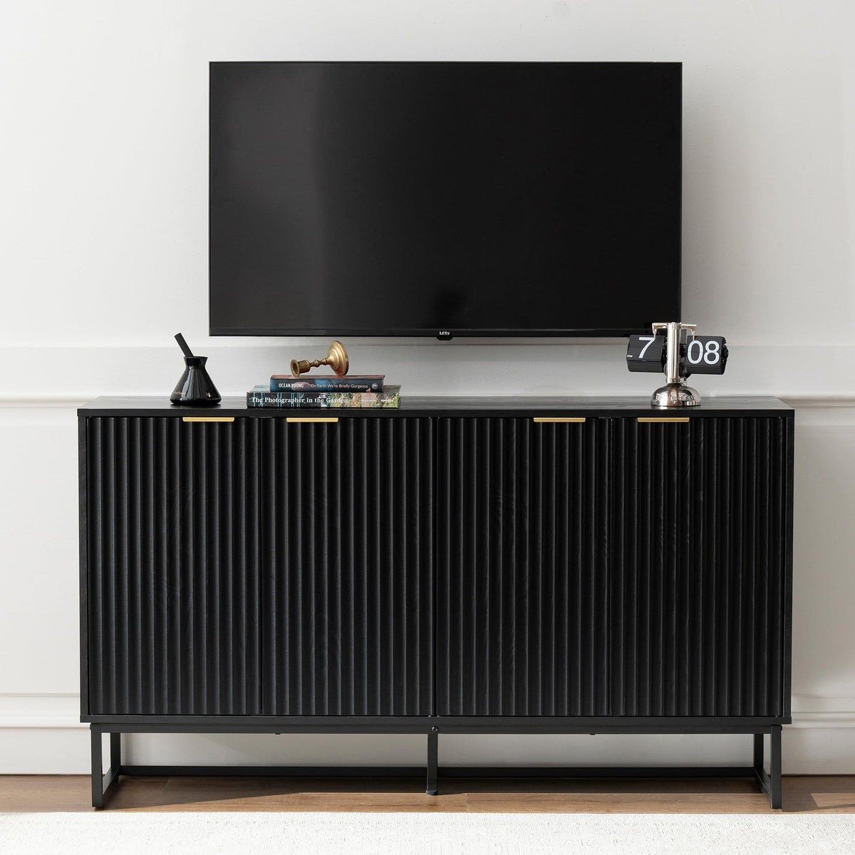 Black Fluted Sideboard Cabinet