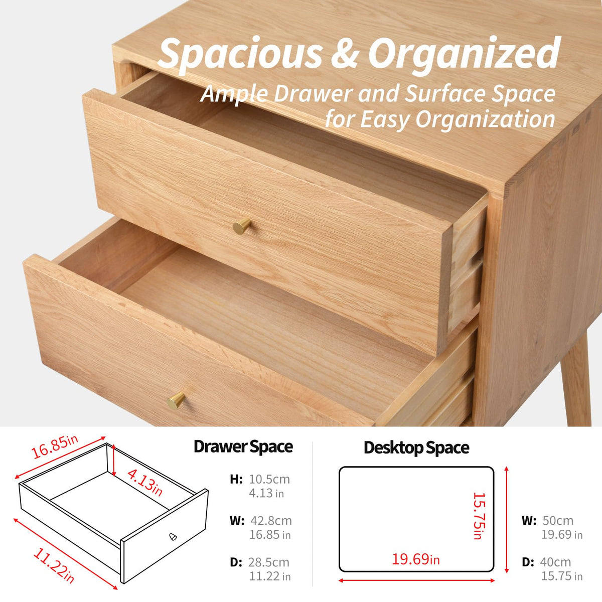 Solid Oak Nightstand with Drawer