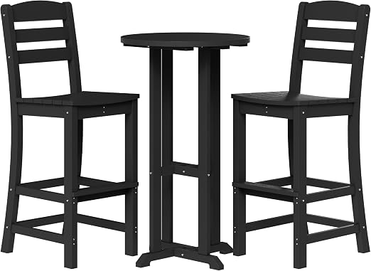 3-Piece Outdoor High-Top Bar Set with Adirondack Chairs