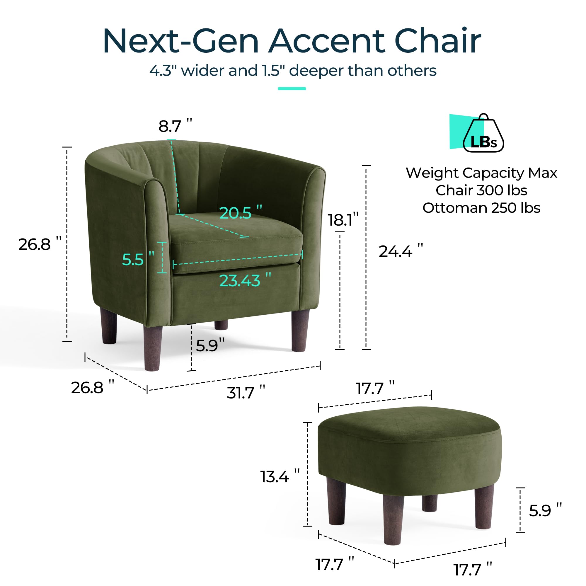 Barrel Accent Chair with Ottoman