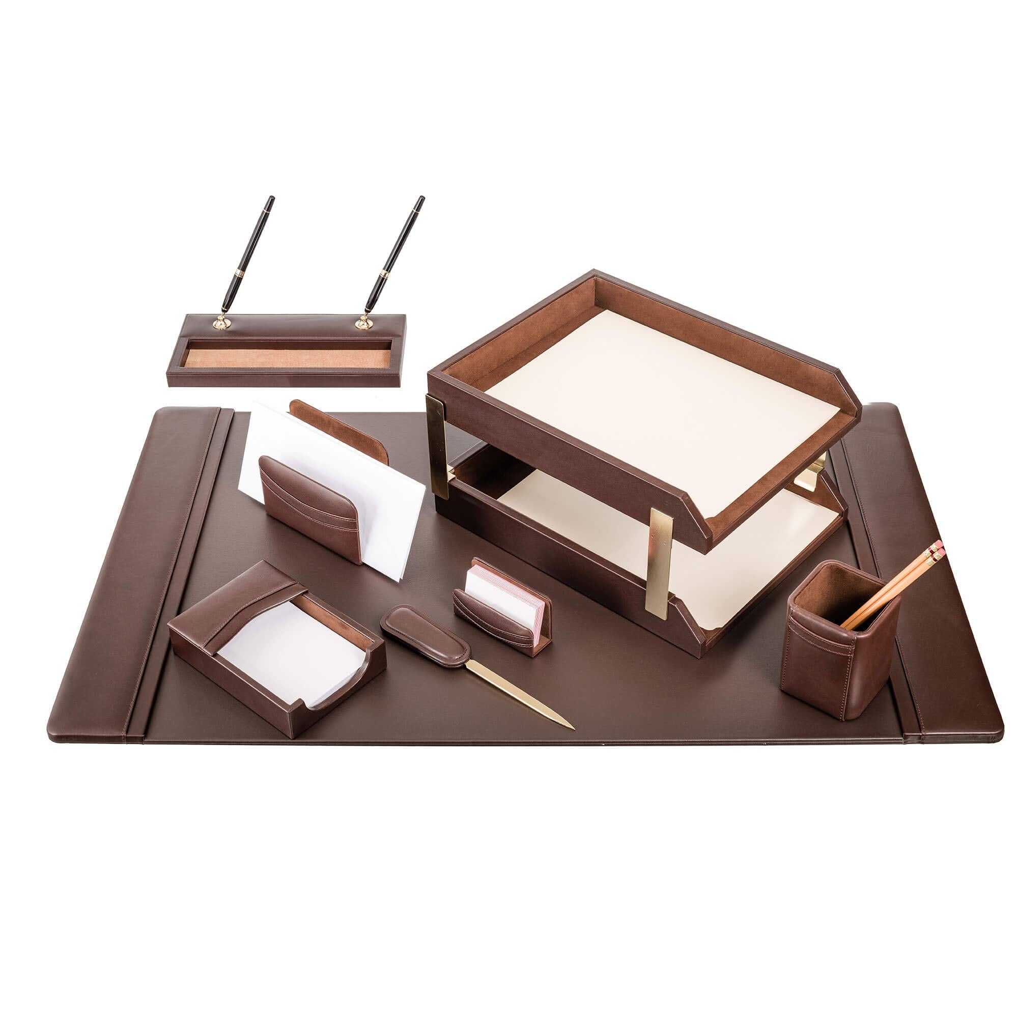 Leather Desk Set 10-Piece