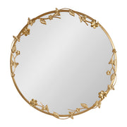 Gold Floral Round Wall Mirror