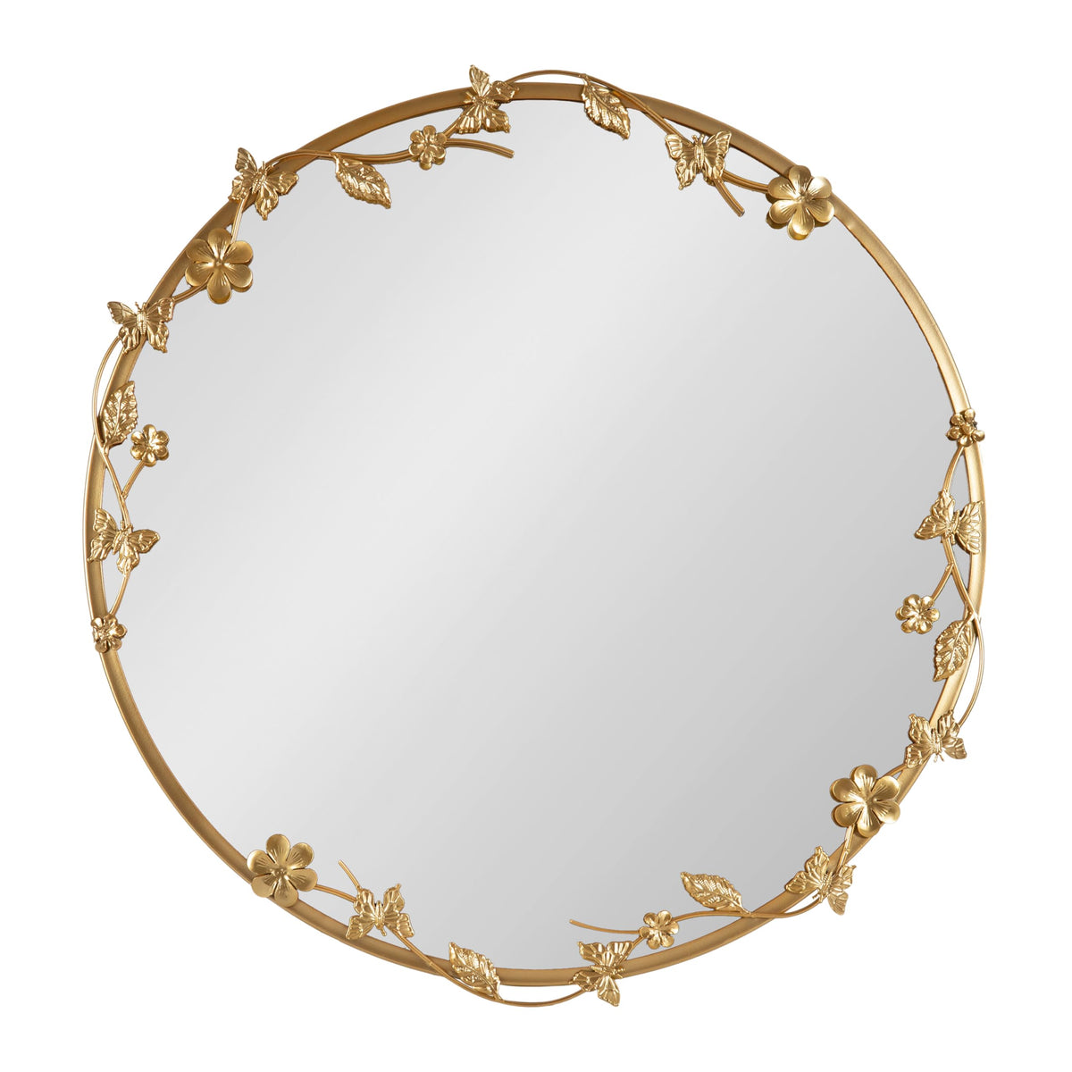 Gold Floral Round Wall Mirror
