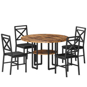 5-Piece Round Dining Table Set with 4 Chairs, 47"