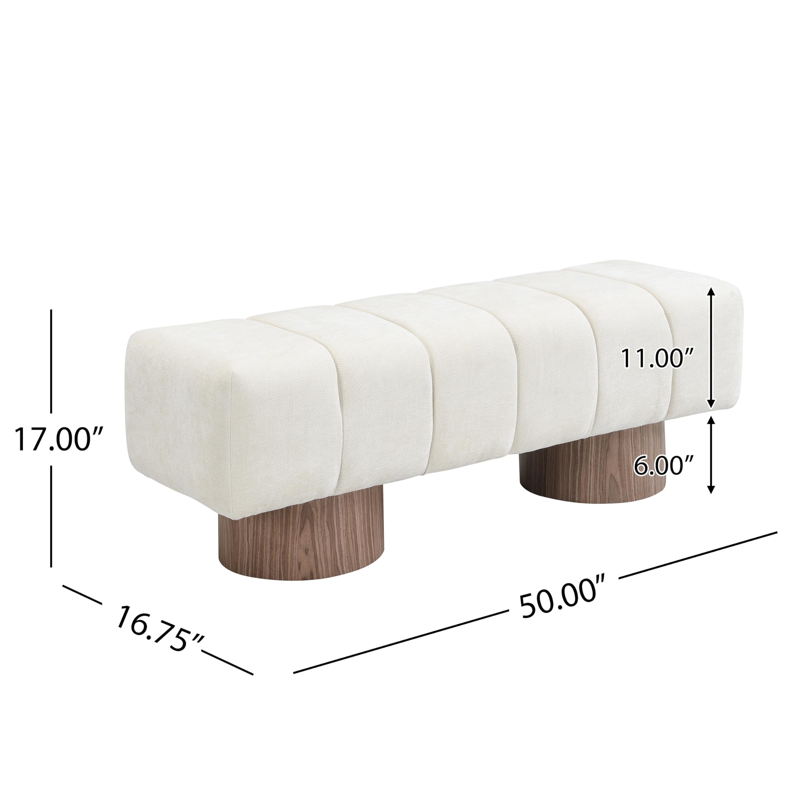 50" Chenille Fabric Dining Bench