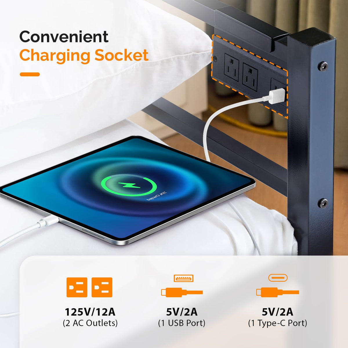 VINGLI Full Metal Daybed with Pop Up Trundle Bed Twin, Sofa Day Bed Frame with Charging Station and LED Lights, Heavy Duty Steel Slats and Pull Out Trundle for Bedroom,Guest Room,Living Room, Black