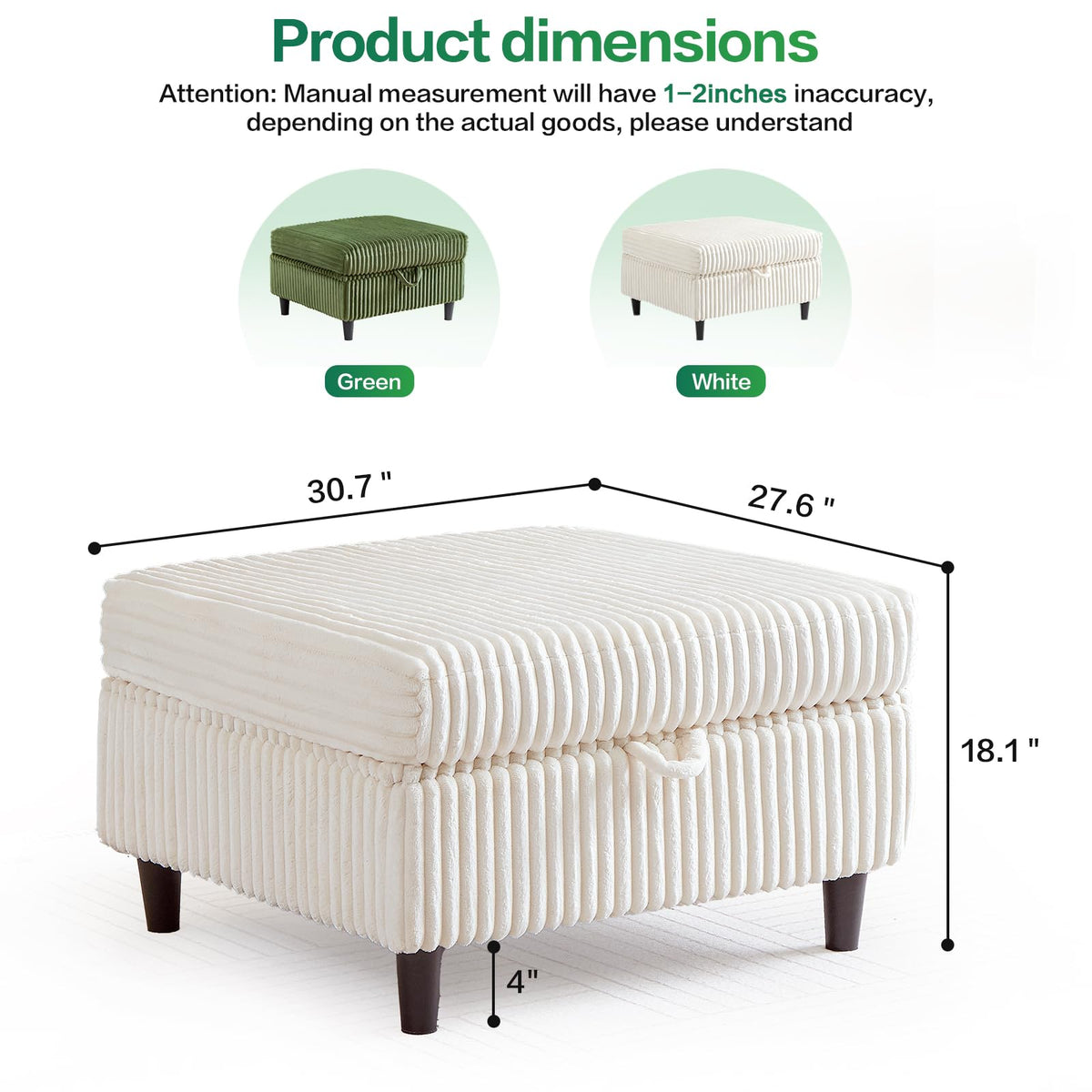 Corduroy Storage Ottoman