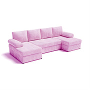112" U-Shaped Sectional Sofa – 4-Seater Corduroy Couch